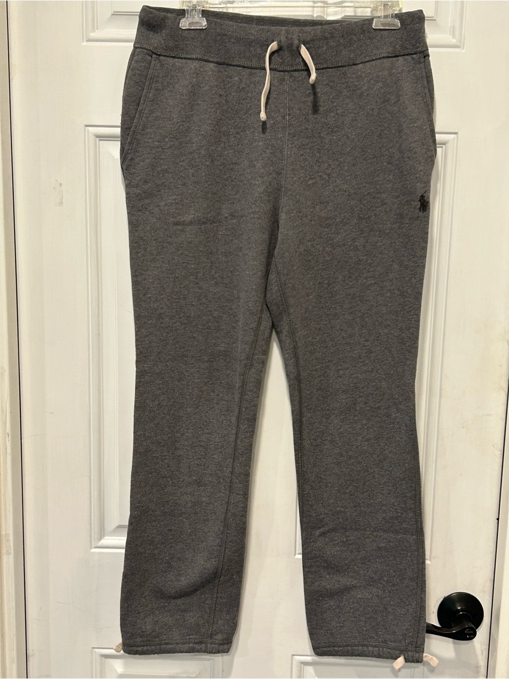 Polo Ralph Lauren Men's Fleece Ankle Sweatpants Gray Open Bottom Preppy Small
